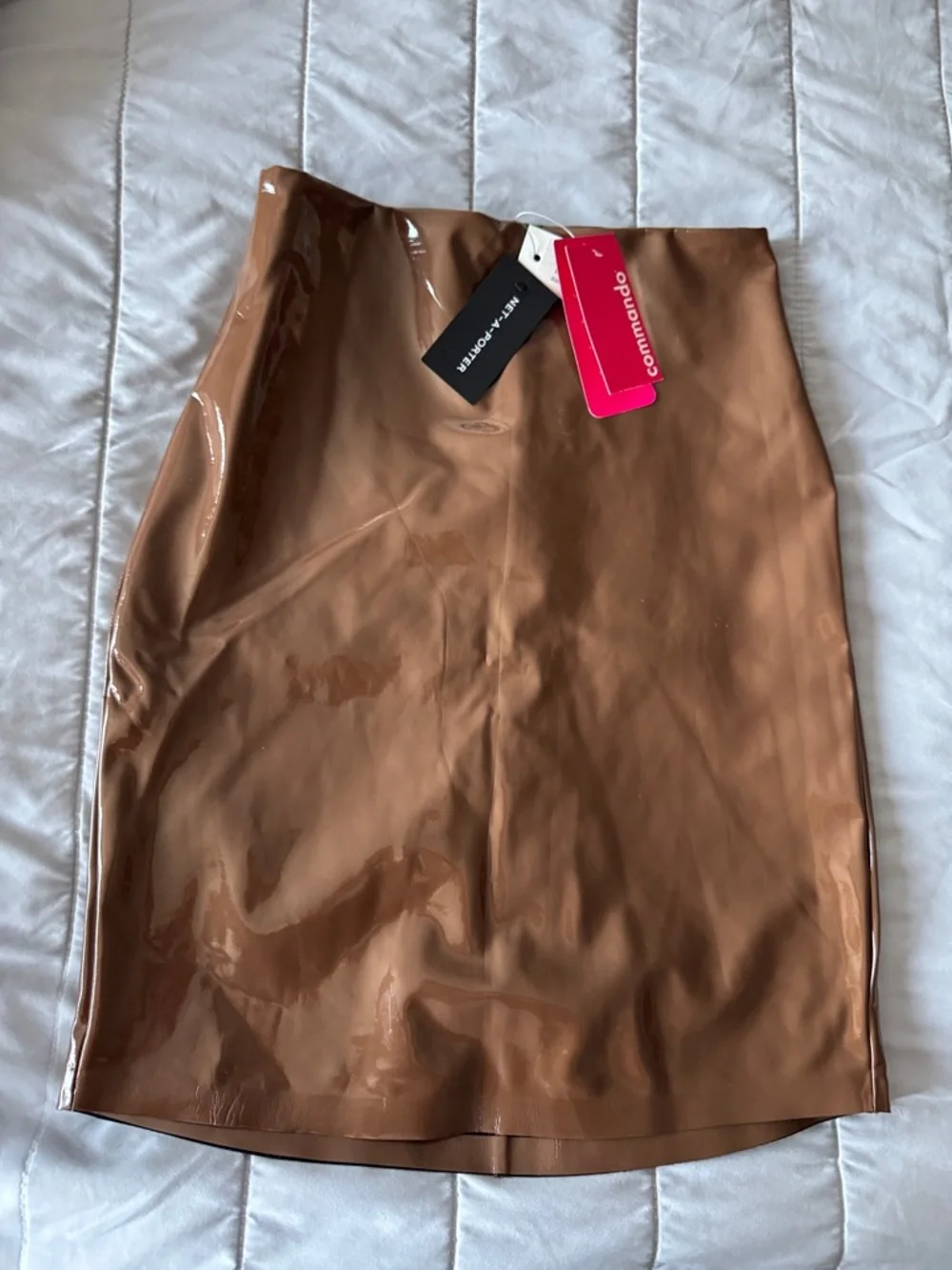 Commando Faux Patent Leather Mini Skirt Cinnamon